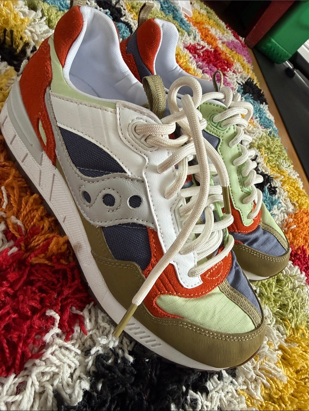 Saucony Multicolor Retro Runners - White, Olive, Orange, Navy, Light Green